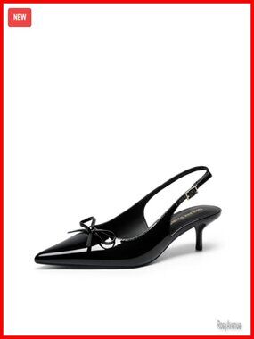 Slingback Kitten Heels Pointed Toe Bow Dress Shoes Comfortable Wedding Pumps